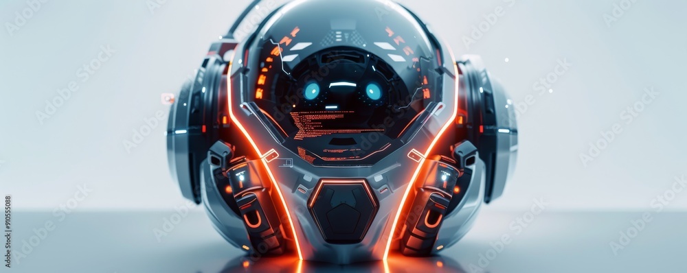 Poster futuristic technology background with glowing interface and mechanical components