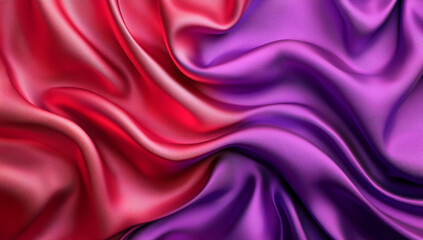 Obraz premium Abstract background with red and purple satin fabric, 3D rendering....