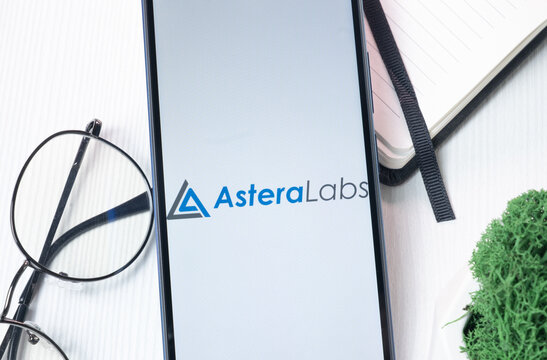 New York, USA - 1 August 2024: Astera Labs Logo on Phone Screen, Company Icon on Display