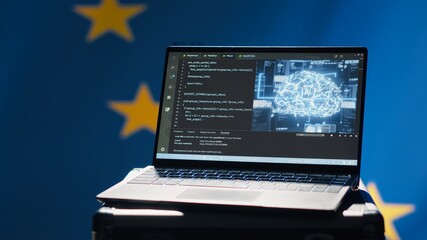 AI software on laptop used by European Union member states security services to prevent terrorism....