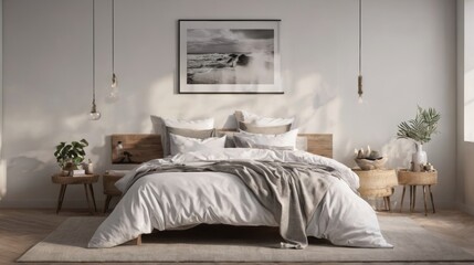 Bedroom With Large Bed and Painting on Wall