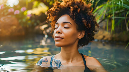 Young Woman Enjoying Water in the Style of Pop Colorism