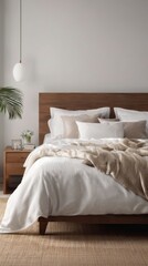 Bedroom With Bed and Plant in Corner