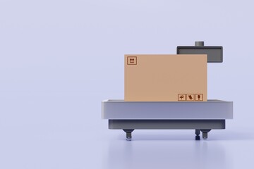 3d Warehouse scale with parcel boxes icon on isolated purple background. Transportation cargo concept. logistic and Warehouse concept. Minimal Industrial scale, Shipping package scales icon. 3d render