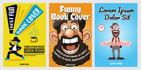 fun book cover design set vector