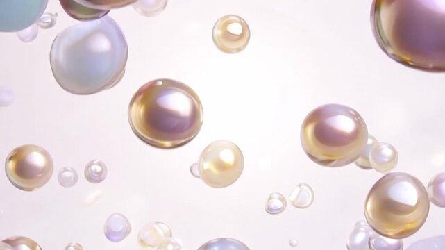 Liquid pearls in mother-of-pearl shades slowly flow into one another and create mystical formations.
