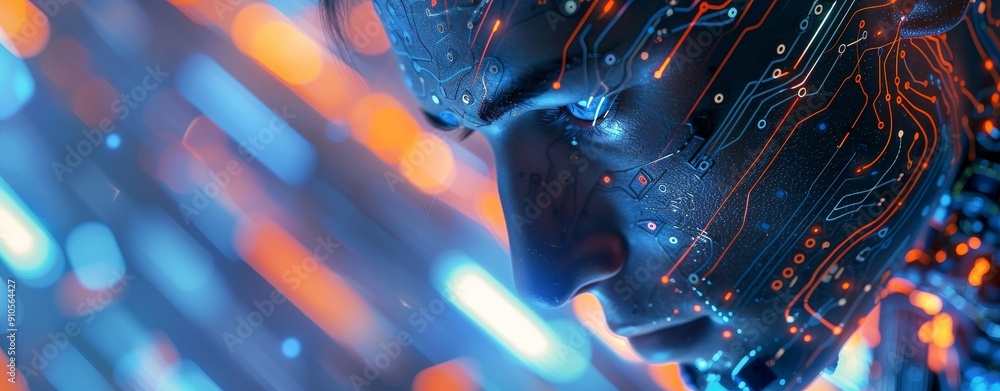 Poster a futuristic and innovative image that illustrates the use of ai and automation in business processe