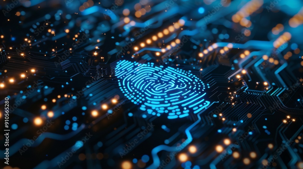 Poster cybersecurity and transaction security enhanced with fingerprint scanner technology fingerprint scan