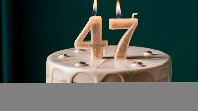47th birthday cake with candles, forty-seven birthday celebration, happy birthday 47 years celebration