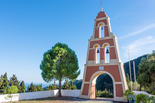 The church of the Virgin Mary up in the mountain of Othonoi island, Greece