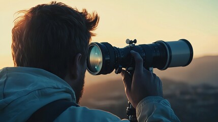 A photographer man is taking a photo