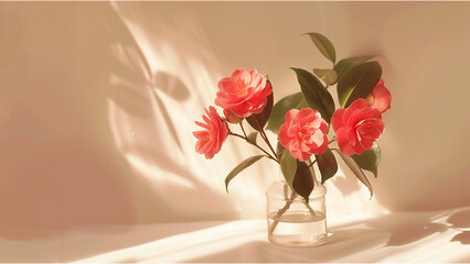 bouquet of flowers in vase copy space for text