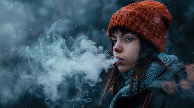 Modern alternative: vape, e-cigarette, vapour smoking, rise of electronic smoking devices as contemporary choice, illustrating trend, its impact on traditional smoking habits and lifestyle.