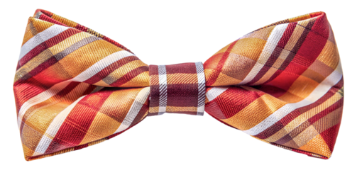 Colorful plaid bow tie displayed for formal occasions, cut out - stock png.