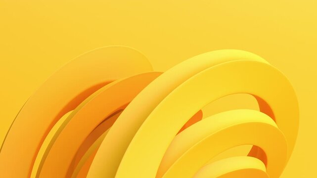 Abstract animation, yellow background design, 4k seamless looping video, 3d render