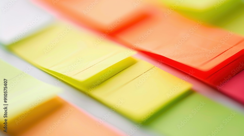 Poster eye-catching abstract background of vibrant stacked colorful sticky notes, ideal for organizing thou
