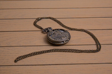 train engraved pocket watch