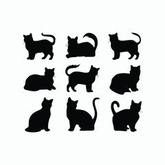 Cat silhouette set animals vector template illustration