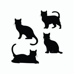 Fototapeta premium Cat silhouette set animals vector template illustration