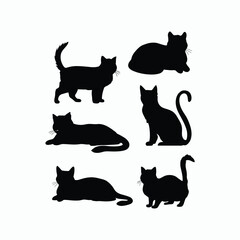 Cat silhouette set animals vector template illustration