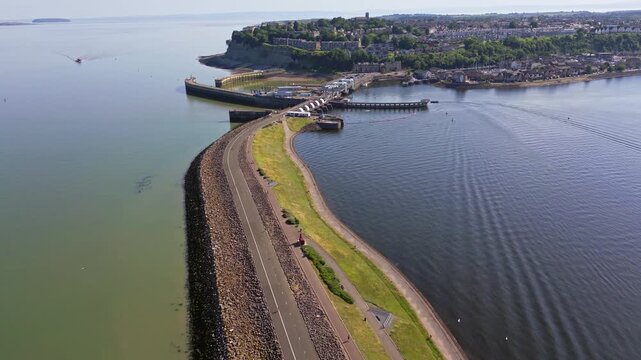 Aerial view of Cardiff Bay Barrage