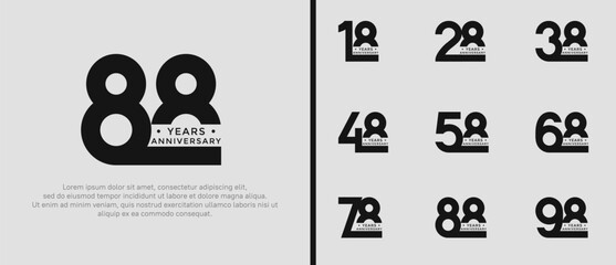 anniversary logo style set with black color can be use for celebration moment