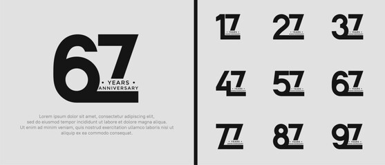 anniversary logo style set with black color can be use for celebration moment