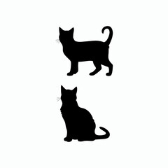 Cat silhouette set animals vector template illustration