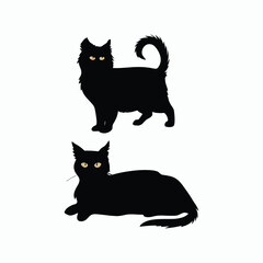 Cat silhouette set animals vector template illustration