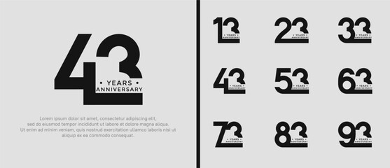 anniversary logo style set with black color can be use for celebration moment