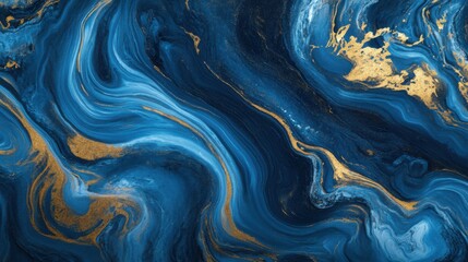 Elegance in Blue and Gold - Luxurious Marble Texture with Fluid Swirls