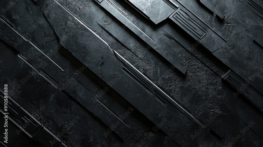 Poster techno matrix - futuristic dark metal texture with geometric patterns for sci-fi and tech design con