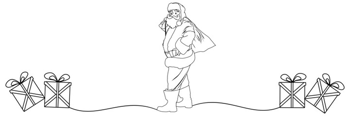 line art illustration  background santa claus