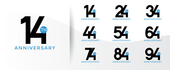 anniversary logo style set with black and blue color can be use for celebration moment