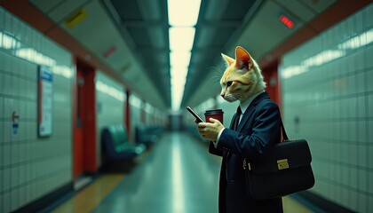 Cat in a Suit on the Subway.
