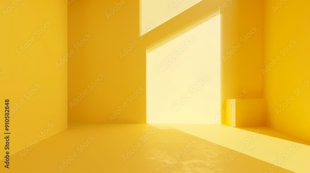 Aufkleber yellow empty studio room ideal for product placement or design template with full frame view and wal