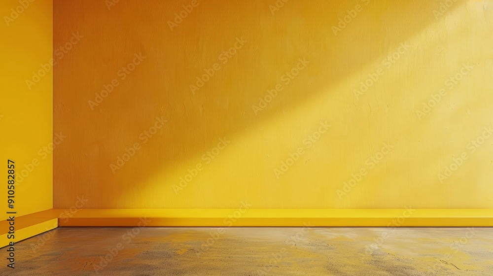 Poster yellow empty studio room ideal for product placement or design template with full frame view and wal