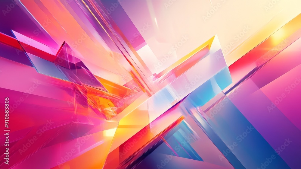Poster modern tech environment with abstract shapes and bright, dynamic gradients