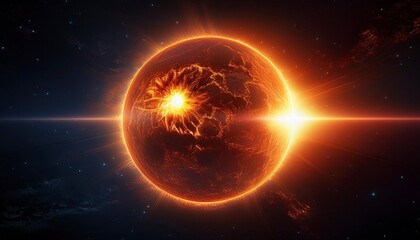 Obraz premium A fiery planet explodes in a dazzling display of light and energy