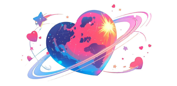 abstract colorful heart   with  rainbow circle 