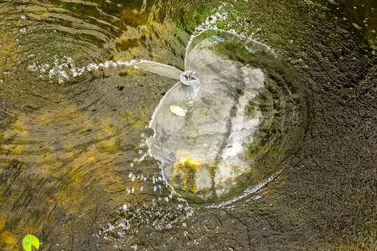 Beautiful fountain in a pond