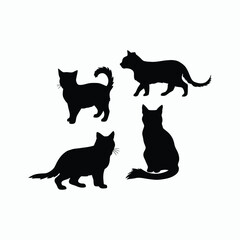 Cat silhouette set animals vector template illustration