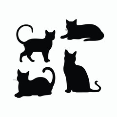 Cat silhouette set animals vector template illustration
