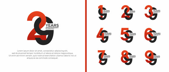 anniversary logo style set with red and black color can be use for celebration moment