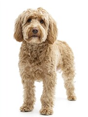 Fototapeta premium labradoodle dog standing, isolated on white background