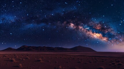 Fototapeta premium desert at night with a beautiful starry sky