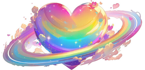 abstract rainbow heart   with  rainbow circle 