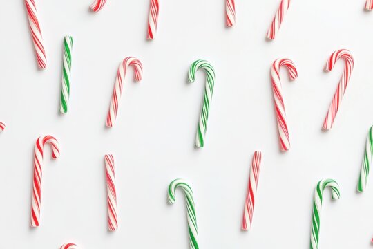 Green and Red Candy Cane Pattern on White Background