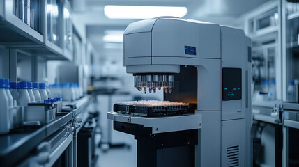 Medical research with robotic and automated equipment.