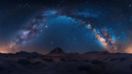 Naklejka premium desert at night with a beautiful starry sky